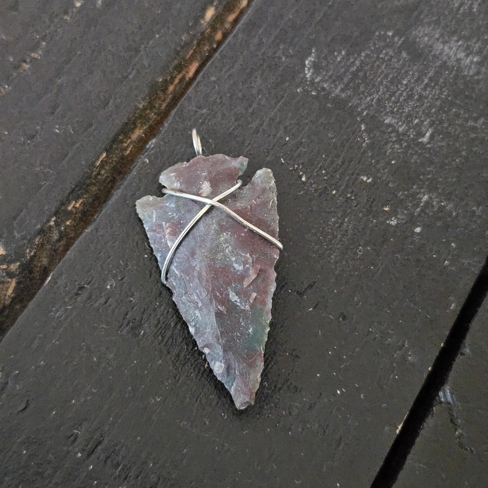 Silver Wrapped Stone Pendant Necklace